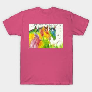 Colourful Horses, "Three Heads are better than one!" T-Shirt